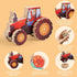 HUZU Farm Snap Wooden Blocks Montessori Building Toy for Toddler Kids, Moving Wheels Tractor, Lockable Door Barn, Mix