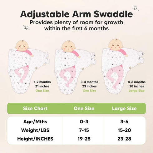 3-Pack 3-6 Set, 0-3 KeaBabies Swaddles for Newborns, Girls, Boys with Hats - Organic Soft Baby Sleep Sacks, Breathable
