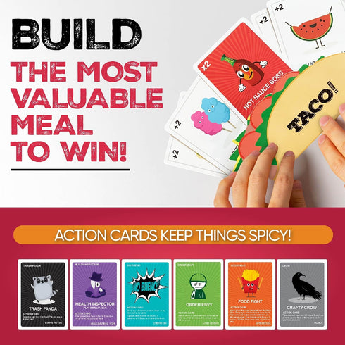 Taco vs Burrito Family Board Games for Kids 6-8, 8-12 & Up - Fun Travel Card Games for Everyone