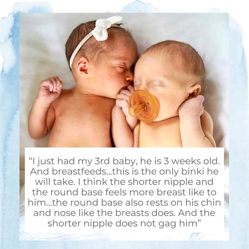 Symmetrical - Shorter Nipple Less Gagging - Small Newborn - Natural Rubber Pacifier - BPA-Free - Soft - Handcrafted