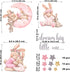 Mamarons Pink Bunny Nursery Wall Decals-Baby Girl Room Rabbit Wall Decor, Animal Stickers for Kids Playroom, Toddler