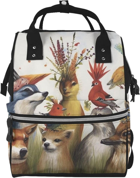 QSMJKLD Animal party Diaper Bag with Changing Pad, Pacifier Holder - Multifunction Travel