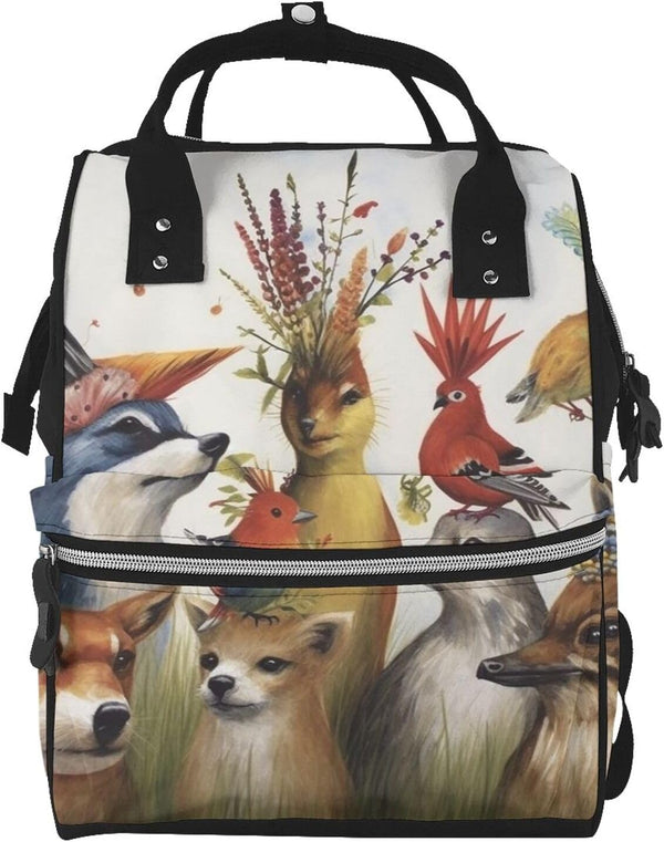 QSMJKLD Animal party Diaper Bag with Changing Pad, Pacifier Holder - Multifunction Travel