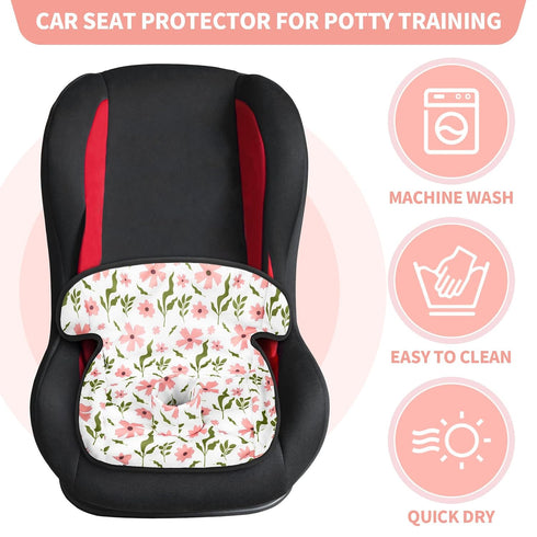 HunnmingRe 2 Pack Floral Car Seat Protector for Potty Training Waterproof Piddle Pad Cover from Spillages Nappy Leaks