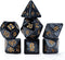Gate Keeper Games and Dice: Mercurial Dice - 7pc RPG Set, Deep Shimmering Black Resin & Gold Numerals