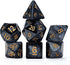 Gate Keeper Games and Dice: Mercurial Dice - 7pc RPG Set, Deep Shimmering Black Resin & Gold Numerals