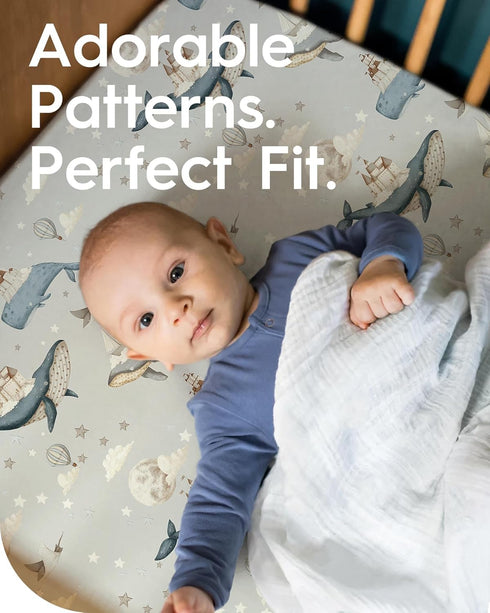 28''x52''x9'' Premium Fitted Baby Boy Crib Sheets for Standard Crib Mattress - Ultra-Soft Jersey Knit Crib Mattress