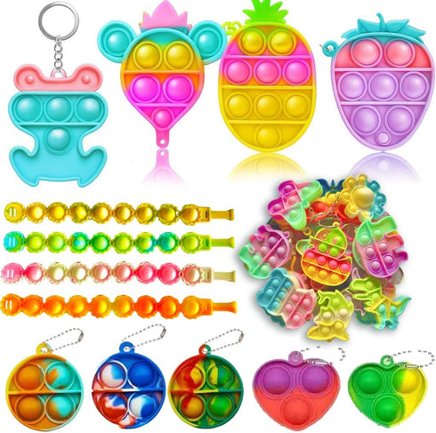 TwCare 125 Pack, Randomly Set 65 Pcs Party Favors Fidget Toys Selected Pop Sensory Stickers Gifts for Kids Adults Boy
