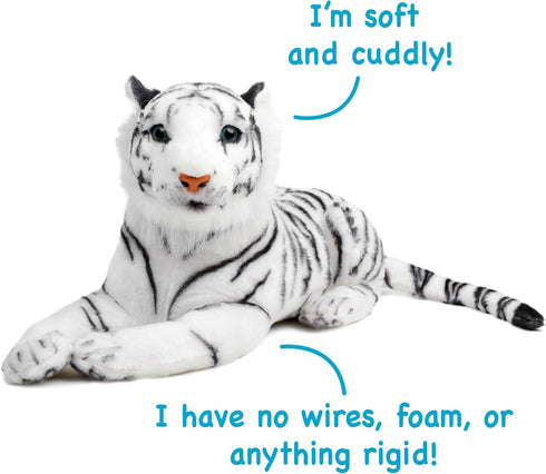 17 Inch TigerHart Saphed The White Tiger - Squeeze Me! - Stuffed Animal Plush