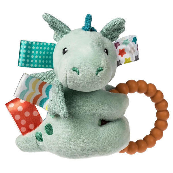 Soft Baby Rattle with Soothing Teether Ring and Sensory Tags, 6-Inches, Drax Dragon Toy