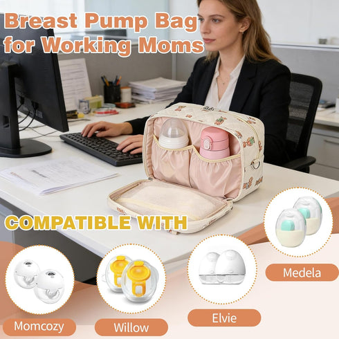 Momcozy,Cotton Wearable Breast Pump Bag - Portable Pumping Bag With Cooler Compartment Compatible With Quilted Breast