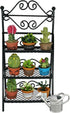 SAMCAMI Dollhouse Furniture Flower Stand Set (11pieces) - Vintage Metal Plant Stand