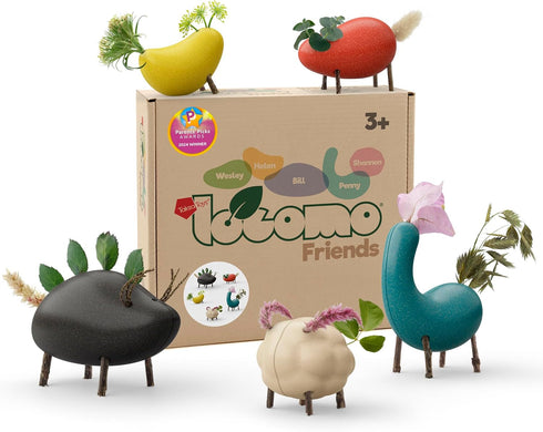 Taksa Toys Locomo Friends V Waldorf Educational Outdoor Play Figures, Montessori Wooden Animal Toys for Kids 3-7+, Set