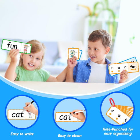 CVC Word Games Flash Cards, Phonics Games for Toddlers Kids, Educational Learning Activities for Preschool