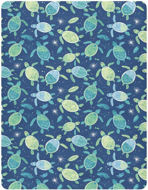Vdsrup 39 27 5In Crib Sheets for Boys Girl Turtles Ocean Neutral Mini Crib Mattress Sheets Fitted, Blue Green Toddler