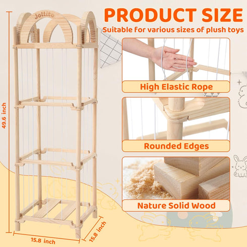JOLLITO Stuffed Animal Storage Organizers,Large Capacity Wooden Cute Plushies Toy Zoo Holder and Storage for Toddler