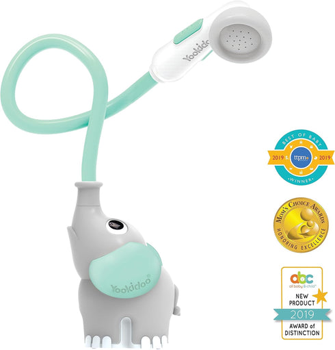 2 Yookidoo Baby Bath Shower Head - Elephant Water Pump with Trunk Spout Rinser - Control Water Flow from Elephant Trunk
