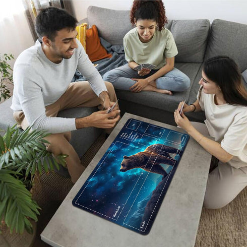 Qindaiwen MTG Playmat, 24x14 Inch Tabletop Game Mat, Premium Smooth Rubber, Mousepad Compatible, Bear