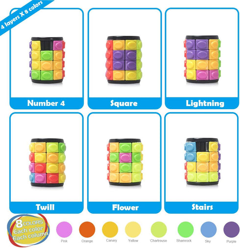 R.Y.TOYS Rotate and Slide Puzzle Fidget Toy, 8 Colors, 4 Layers, Brain Teaser for Quick Play and Sensory Fun
