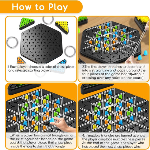 Agaommio 2 4 Triangle Chain Strategy Board Game, Geometric Chess Puzzle Games, Chain Triangle Chess Game with Rubber