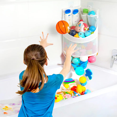 Baby Bathtub Toy Storage - 17" x 13" Bathtub Toy Holder Mesh Bathtub Toy Holder Let Baby Bathtub Toys To Dry Faster, Bathtub Toy Organizer For 1-3 Year Old Toddler Bathtub Toys by Ligereza