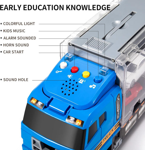 TEMI Transport Cars Carrier Set Toys with Play Mat, Die-cast Vehicles Truck for Kids Age 3-9