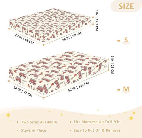 Soft Jersey Knit Crib Sheets with Fire Truck Design for Boys and Girls