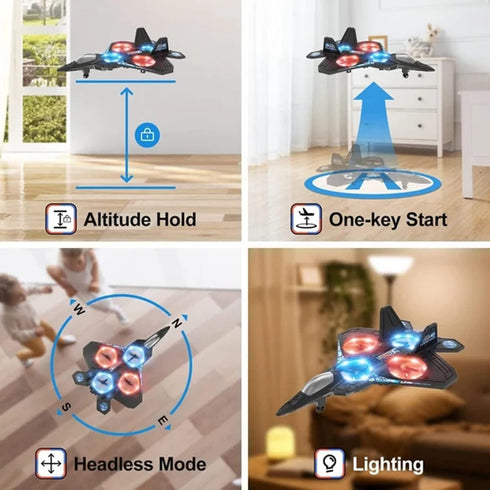 V17 2.4GHz 2 360 (Blue+2pcs Rc Plane Jet Fighter Stunt Remote Control Airplane with Batteries,Rc fighter jet drone