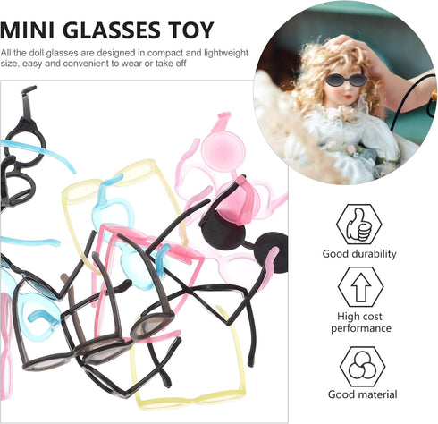 TOYANDONA 40pcs Doll Glasses, Miniature Eyeglasses Costume Accessories for Dollhouse Crafts (Random Color)