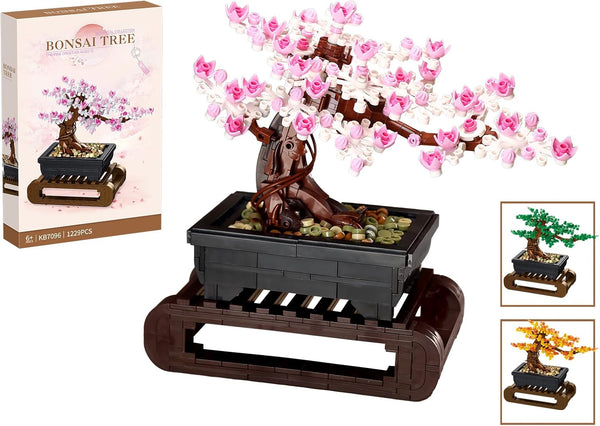 LOMBEE Cherry Blossom Tree Building Sets,Le-go Bonsai Tree Sets for Adults,3 in 1