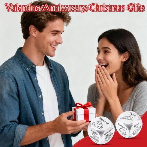 2 PCS Food Dice Game Anniversary Steel Gifts for Couple Wife Husband Food Decision Dinner Dice for Couple Fathers Day