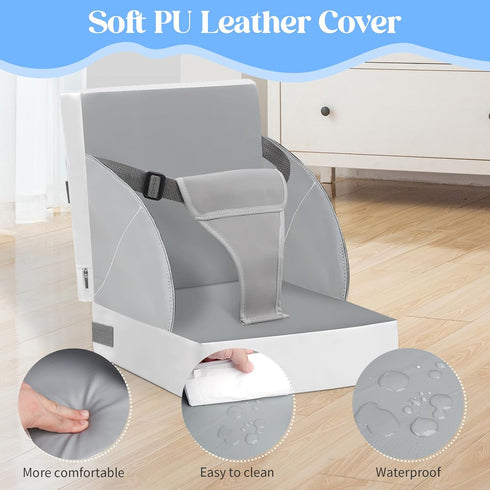 Toddler Booster Seat for Kitchen Chair Dining Table, PU Waterproof Strong Support Portable Booster Chair for Toddlers