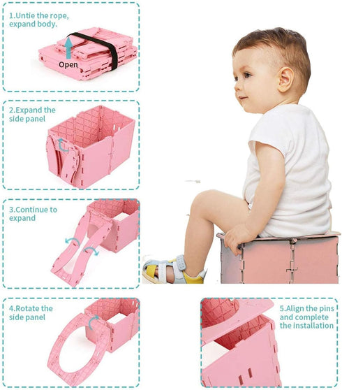 VUFVOID Travel Potty for Kids, Reusable Portable Folding Potty for Toddler, Travel Foldable Toilet for Travel Outdoor