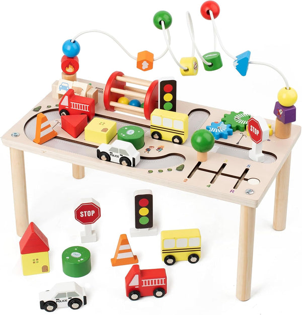 Activity Table for 1+ Year Old, Montessori Wooden Toys for Toddlers 1-3,