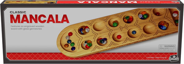 Classic Mancala Game - Full-Sized Wooden Board with Exquisite Detail for 2 Players
