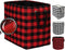 Large Rectangular Foldable Storage Baskets, Cotton Rope Handles, Soft Felt Fabric Bins, Red Black Grid
