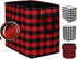 Large Rectangular Foldable Storage Baskets, Cotton Rope Handles, Soft Felt Fabric Bins, Red Black Grid