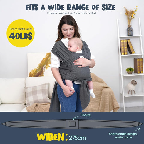 Jeroray Baby Wrap Carrier Sling: Baby Wearing Wraps Newborn to Toddlers Infants Stretchy Easy to Wear Hands Free Plus
