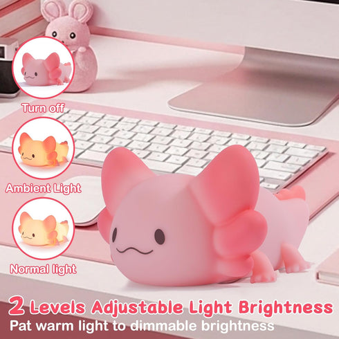7 Dimmable Tremdwoto Axolotl Night Light, Colors Changing Cute Night Light for Kids with & Timer,Lovely Rechargeable