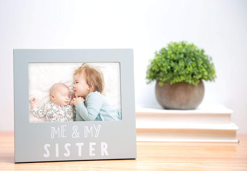 Pearhead Me & My Sister Sentiment Photo Frame - Big Sister or Brother Gift, Gray