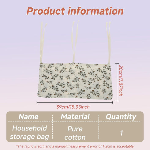 FALESOUL 2-Pockets Cotton Baby Bedside Hanging Storage Bag, Baby Crib Side Organizer Crib Hanging Organizer, Diaper
