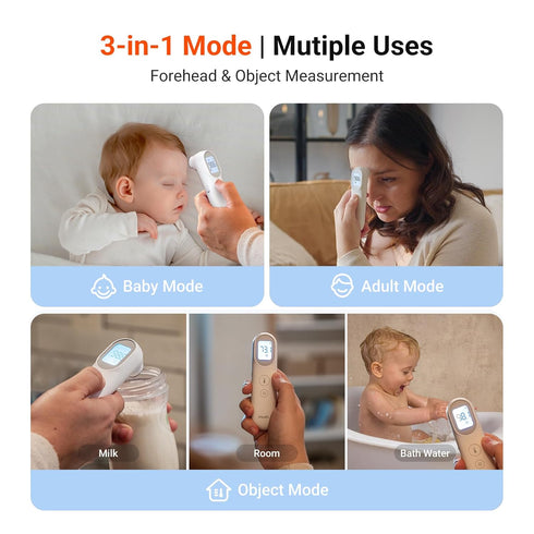 3-in-1 3-Color 40 PT9L, iHealth Infrared Digital Thermometer for Adults and Kids, Baby Thermometer with Mode & Prompt