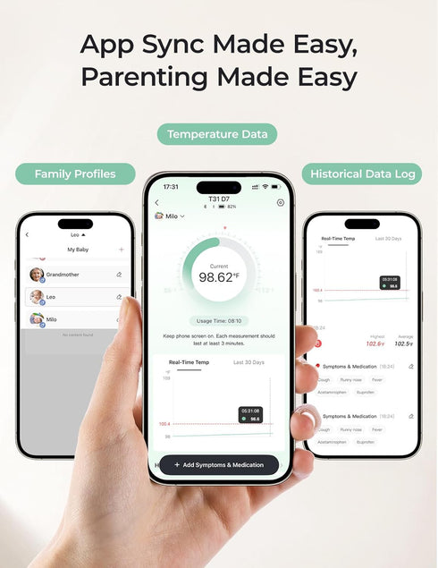Momcozy 3M Wearable Digital Thermometer for Baby, Medical-Grade Accurate Smart Thermometer, Instant Reads, APP