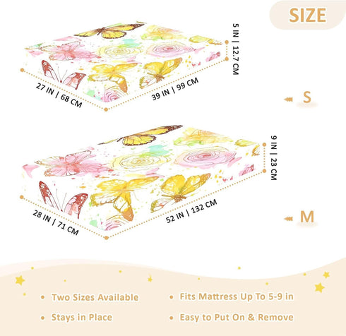 Bseiialft 52 28 Butterflies Flowers Crib Sheets for Boys Girls Soft and Breathable Cotton Baby Sheets for Standard Crib