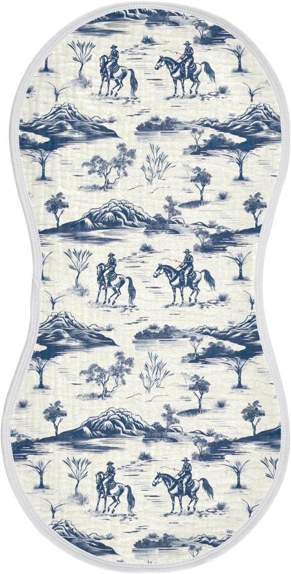 KEIGE 2Pcs Girls,11x22in,A113083 West Desert Cowboys Burp Cloth,Unisex Large Absorbent Soft Cotton Muslin Burping