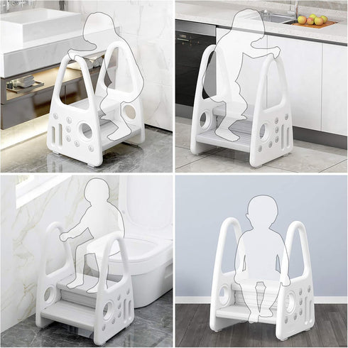 Counter, Toddler Step Stool for Bathroom Sink, Kids Two Step Stool for Toilet Potty Training and Kitchen Children Step