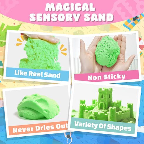 3 4 5 6 7 8 SMILESSKIDDO Sensory Bin - Cat and Dog Play Sand Kit with Green and Red Magic Sand, Pet Sensory Box, Role