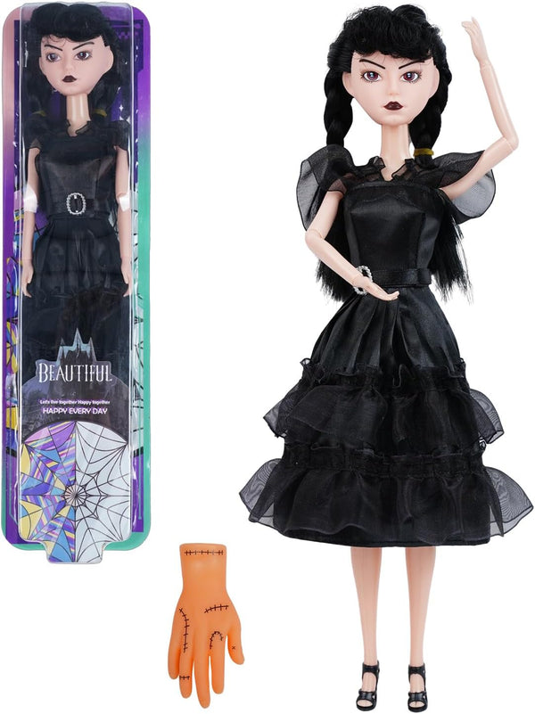 11.5 inch Black Doll with Gift Box, Black Dress, High Heels, and Hair, Perfect Gift for Girls & Fans