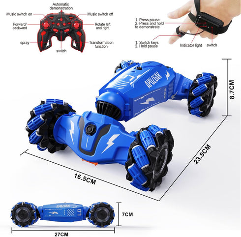 Upgraded Hand Gesture Sensing RC Stunt Car with Lights Music, Spray Drift Hand Gesture RC Car 360° Spins for Kids