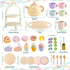 Set Set 2 3 4 5 6 3-6 Lonico Wooden Tea Party for Little Girls Toddler Tea with Cupcake Stand & Food Dessert, Play